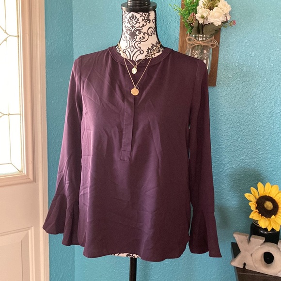 Simply Vera Vera Wang Tops - Simply Vera VeraWang | Women’s Plum Long Sleeve Bell Sleeve Blouse